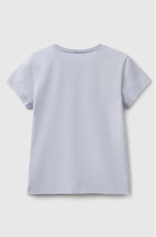 BENETTON Bombažna majica z bleščečim logotipom Siva - Gray 2
