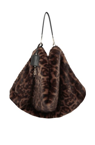 Large faux fur bag with animal pattern