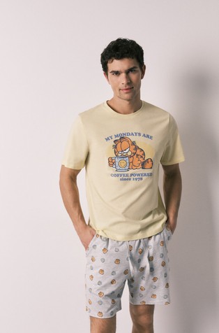 Garfield bombažna pižama s kratkimi rokavi