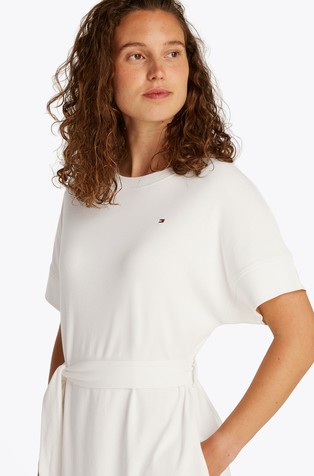 TOMMY HILFIGER Obleka s kratkimi rokavi in pasom Bela - White 3