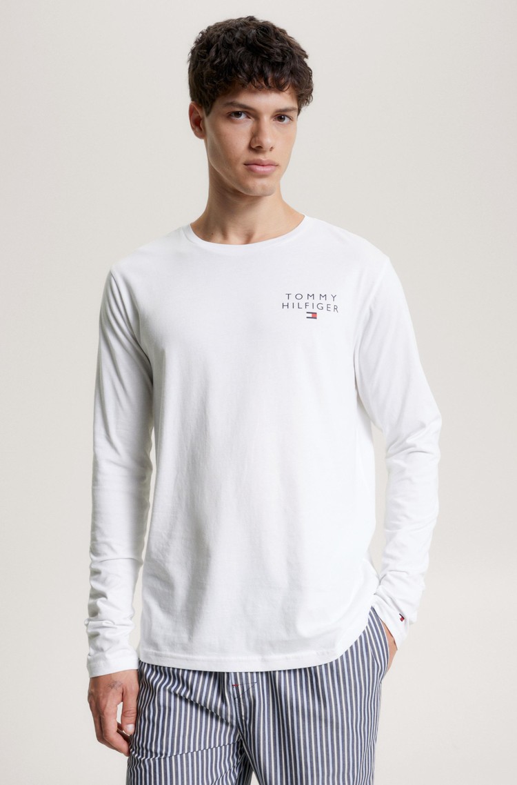 TOMMY HILFIGER Original logo majica z dolgimi rokavi Bela - White 