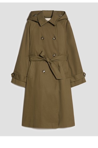 Water-repellent cotton gabardine padded trench coat