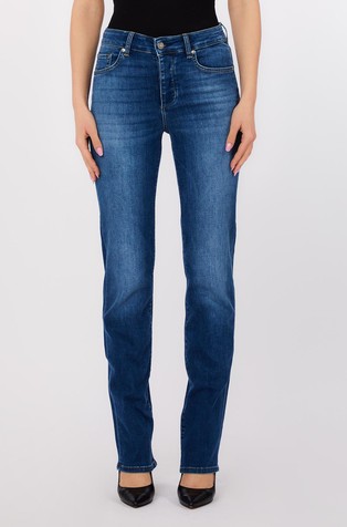 Jeans hlače z visokim pasom in ravnimi hlačnicami