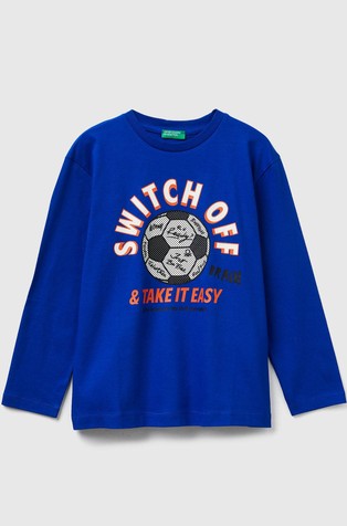 Bombažna majica z dolgimi rokavi in potiskom