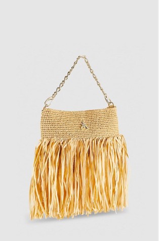 PATRIZIA PEPE Raffia-look shoulder bag with tassels Beige 3
