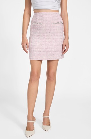 Tweed skirt with rhinestones