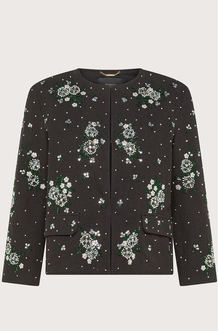 SEVENTY Cropped jacket with beaded details Black 