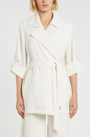 Monochrome linen blend overcoat