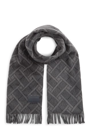 Wool Logo Scarf with Fringes