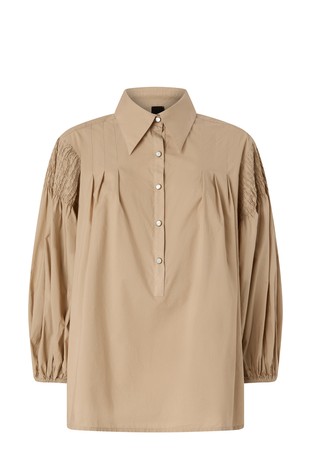 Bombažna bluza z voluminoznimi rokavi