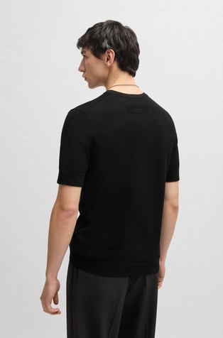 HUGO BOSS Regular fit pletena majica Črna - Black 2