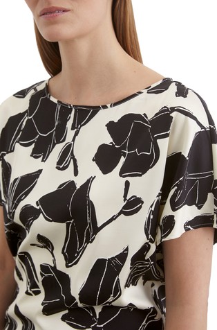MARC O'POLO Stretch viscose T-shirt with pattern Brown/Beige 3