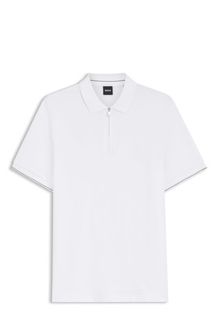 Regular-fit polo with half zip