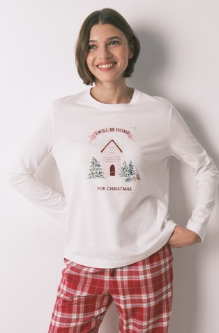 Cotton long sleeve T-shirt with print