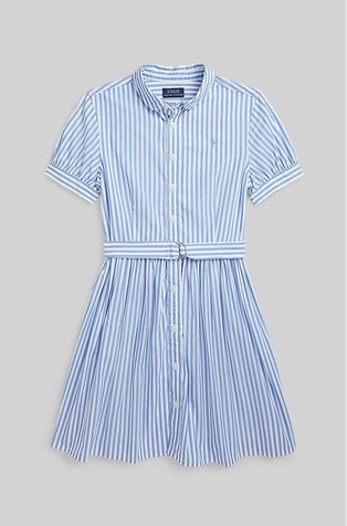 Striped Belted Cotton Poplin Shirtdress