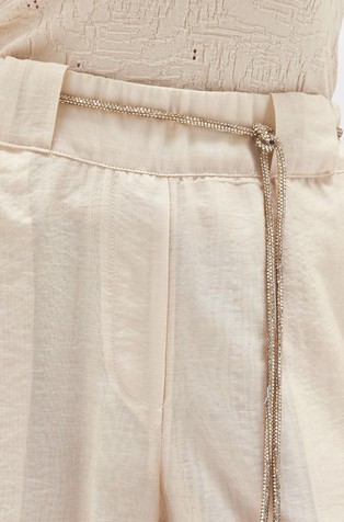 BLUGIRL Palazzo hlače s svetlečo zatezno vrvico Bež - Beige 3