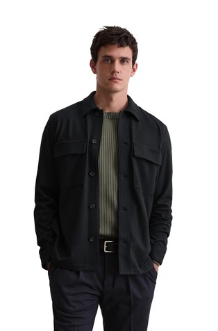 Travel Collection stretch interlock shirt-jacket