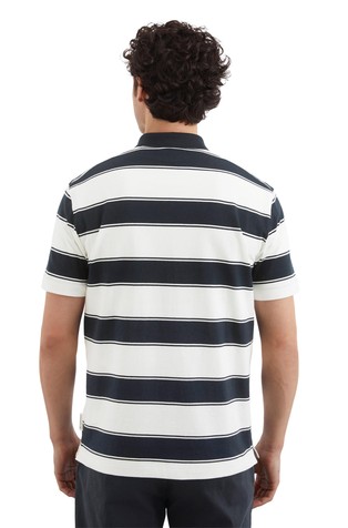 MARC O'POLO Črtasta polo majica iz organskega bombažnega jerseya Bela - Blue / Egg White 2