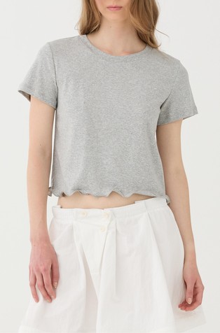 Cropped T-shirt in cotton-blend