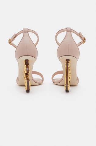 DOLCE &amp; GABBANA Usnjeni sandali z baročno DG peto Roza - Pink 3