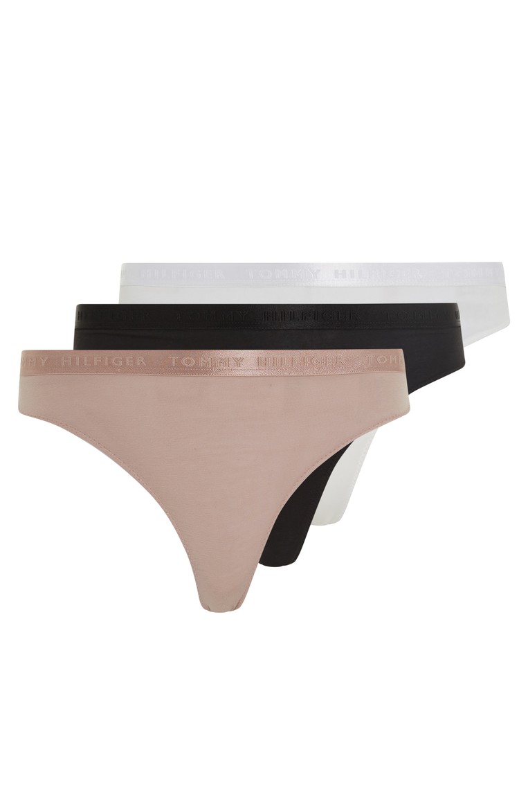 TOMMY HILFIGER 3-Pack Everyday Luxe Repeat Logo Waistband Thongs Multi 
