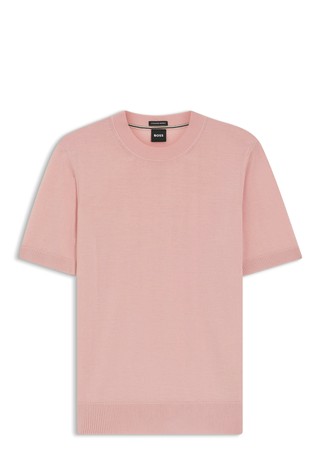 Short-sleeved sweater in merino wool