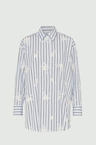 Oversized poplin shirt with embroideries