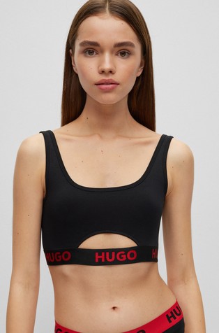 Stretch-cotton bralette with logo waistband