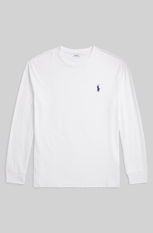 RALPH LAUREN Classic Fit Jersey Long-Sleeve T-Shirt White / Blue 4