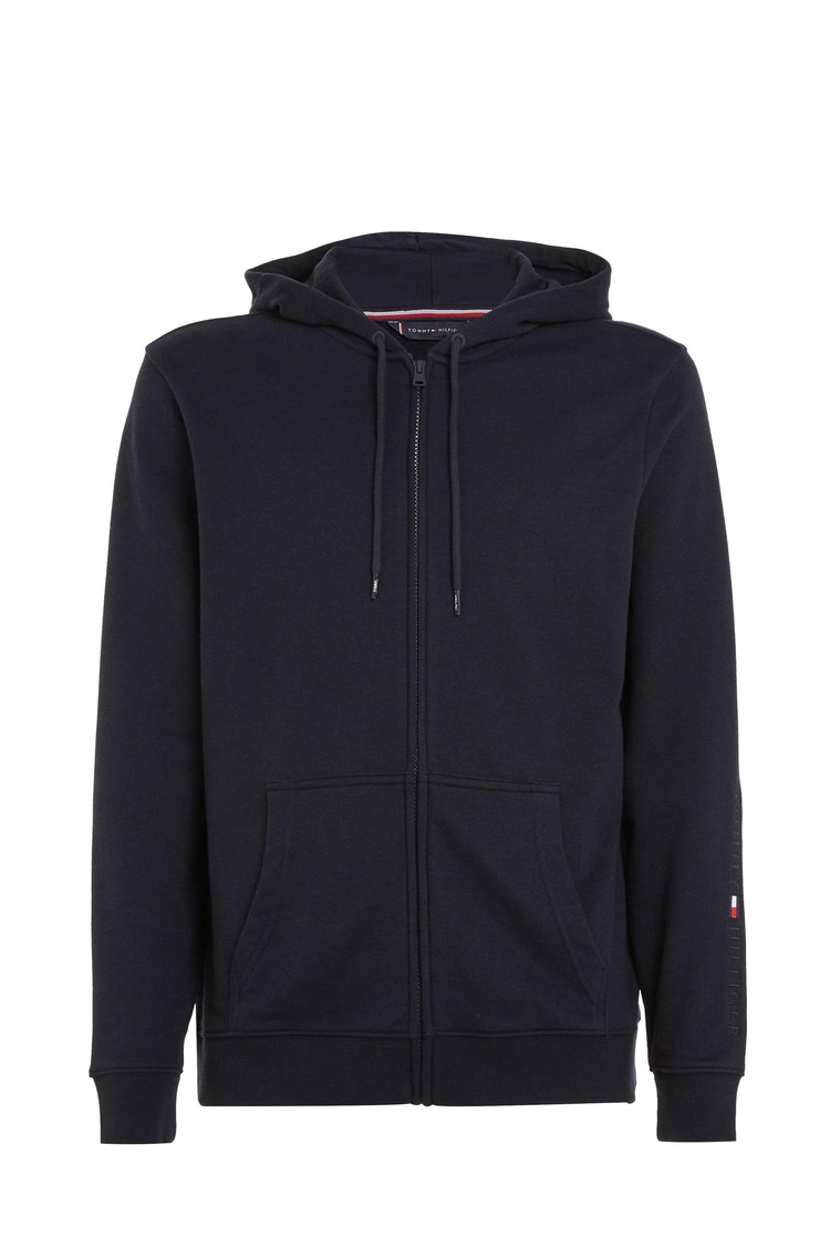 TOMMY HILFIGER Relaxed fit jopa s kapuco in vezenim logotipom Modra - Blue 