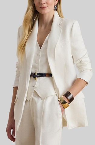 Suknjič z enorednim zapenjanjem iz lanene mešanice