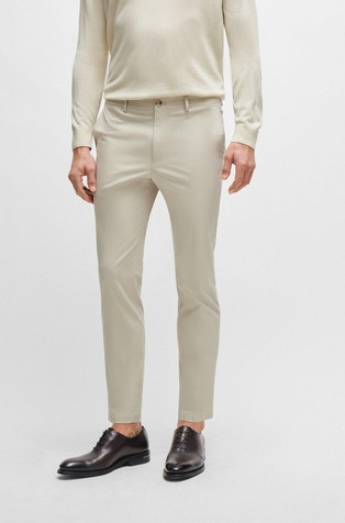 Slim fit trousers in stretch cotton-silk blend