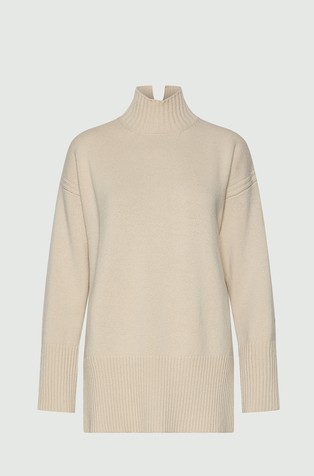 Monochrome wool sweater with high neck