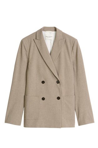 Slim fit suknjič z dvorednim zapenjanjem iz volnene mešanice