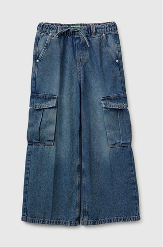 Široke jeans hlače s cargo žepoma