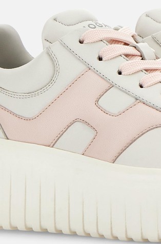 HOGAN H-Stripe usnjene superge Bela - Ivory / Pink 6