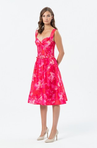 FRACOMINA Patterned midi skirt with belt Pink 3