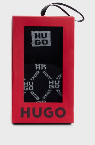 HUGO BOSS Paket 2 parov nogavic s svetlečimi logotipi Črna - Black 3
