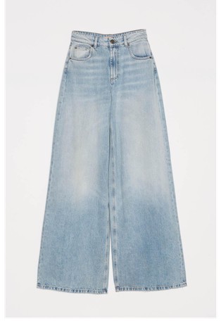 Zvončaste jeans hlače s spranim videzom