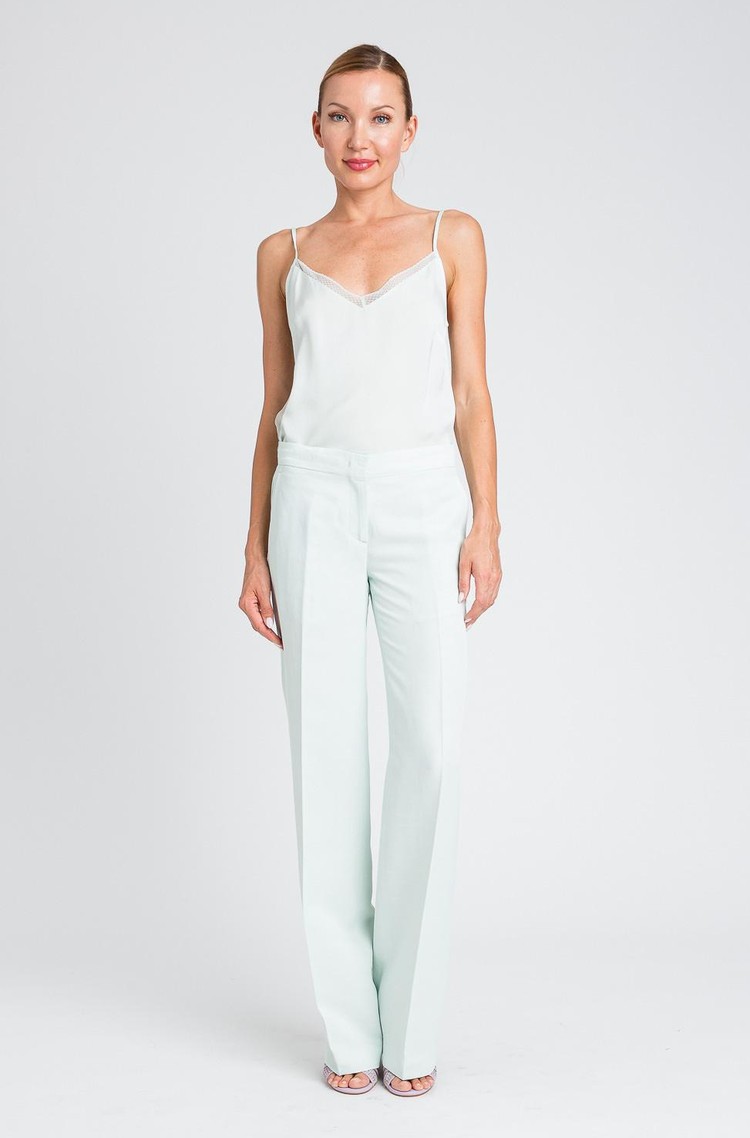 TWINSET Straight trousers in viscose and linen blend Water Green 