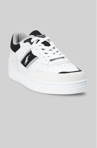 RALPH LAUREN Masters Sport Leather Sneaker with Contrast-detail White / Black / Grey 2
