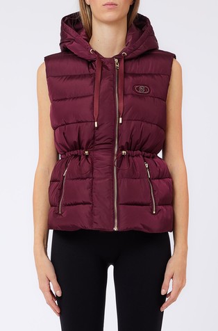 Padded nylon vest with hood