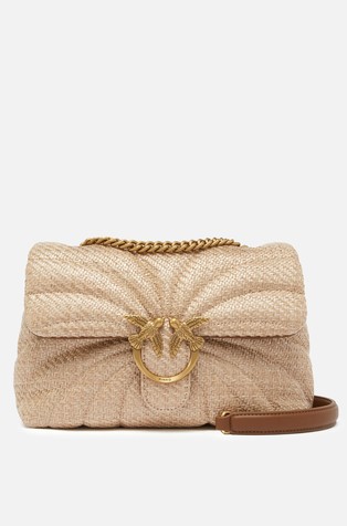 Love Bag Puff Quilted Raffia Shoulder Bag