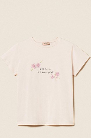 Bombažna majica s kratkimi rokavi in potiskom