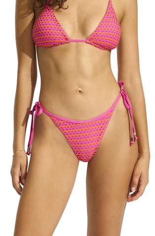 Mesh Effect Tie Side Rio Bikini Bottom