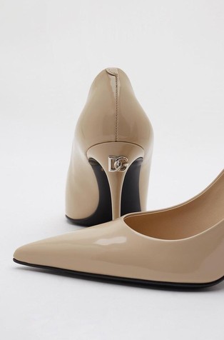 DOLCE &amp; GABBANA Kim x Dolce&amp;Gabbana Polished Lollo leather pumps Beige 5