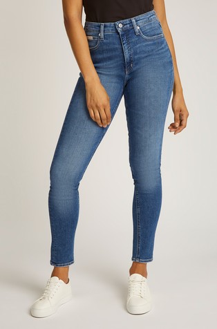 Skinny fit jeans hlače z visokim pasom