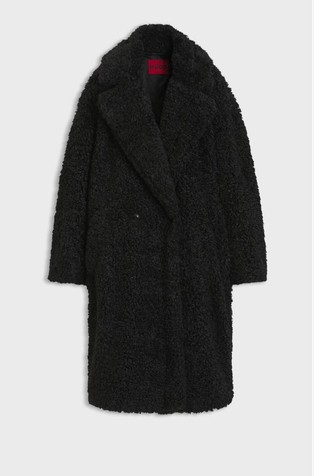Oversized-fit teddy coat with double-breasted closure