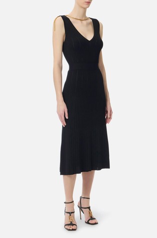 Dress in openwork knit fabric with jewel detail