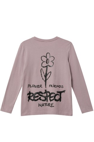 Loose fit majica z dolgimi rokavi in velikim potiskom zadaj